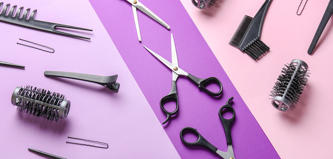 Hair Salon Brushes and Scissors